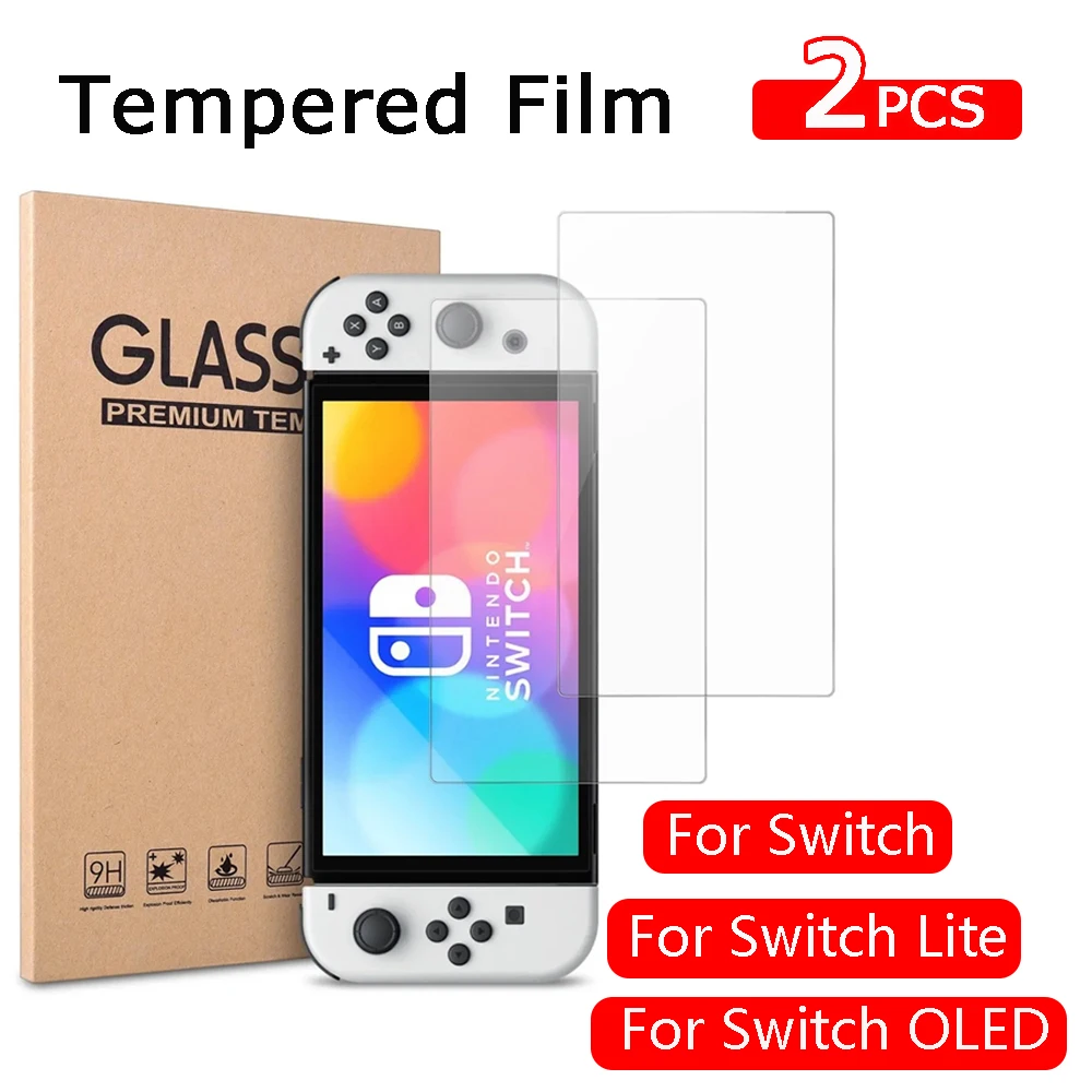 

2PCS Tempered Glass Screen Protectors Compatible With Nintendo Switch OLED Switch Lite Screen Protector Glass Switch Accessories