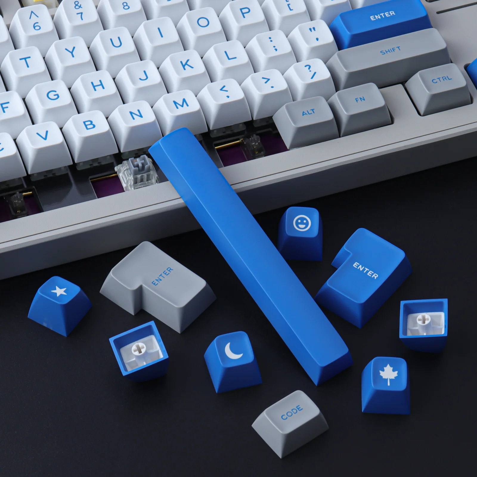Gmk Cinza Branco Azul Keycap 173 Teclas Abs Keycaps SA Perfil Duplo Tiro Personalizado Gmk Keycaps para Teclado Mecânico - Imagem 6