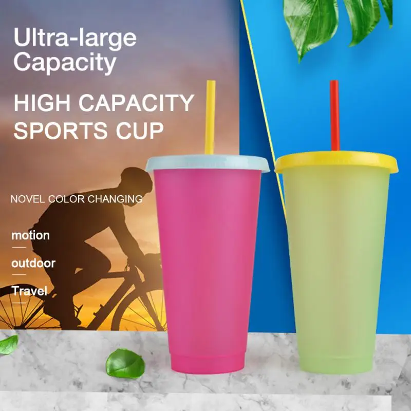 

Temperature Magical Color Change Cups Colorful Cold Water Color Changing Sport Cup Mug Water Bottles With Straws