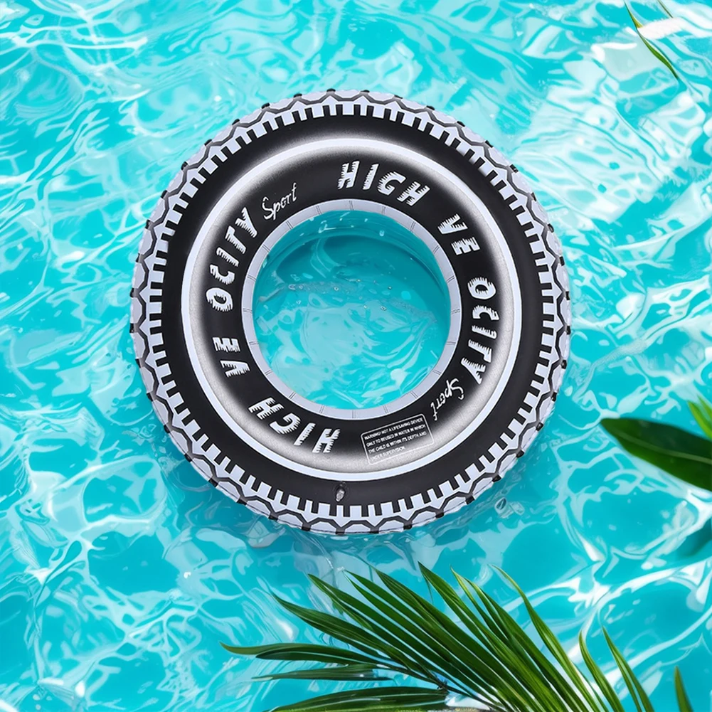 Leakproof Inflatable Swim Ring Tire Pattern Blow Up Swim Tube Swimming Rings Floaties Thickened Pool Rings for Swimming Pool Toy