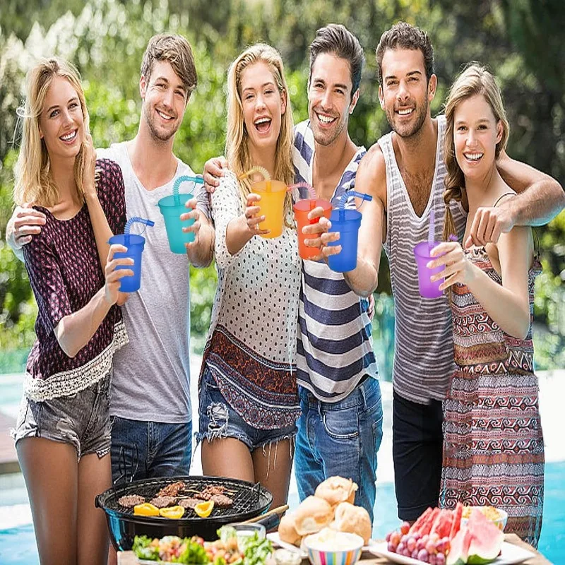 Portable Party Cup with Telescoping Straw and Spill Proof Design