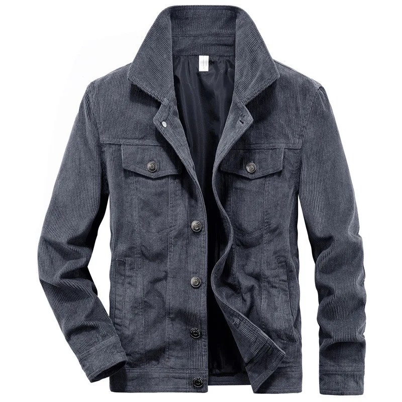 

2024 Men's Spring and Autumn Season New Corduroy Jacket with Lapel Top, Washed Business and Leisure Jacket