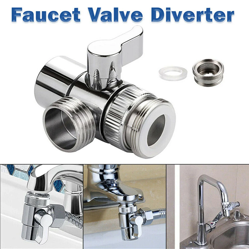 

3 Way Faucet Valve Diverter Sink Valve Water Tap Faucet Splitter Adapter Bathroom Home Kitchen Supplies Diverter