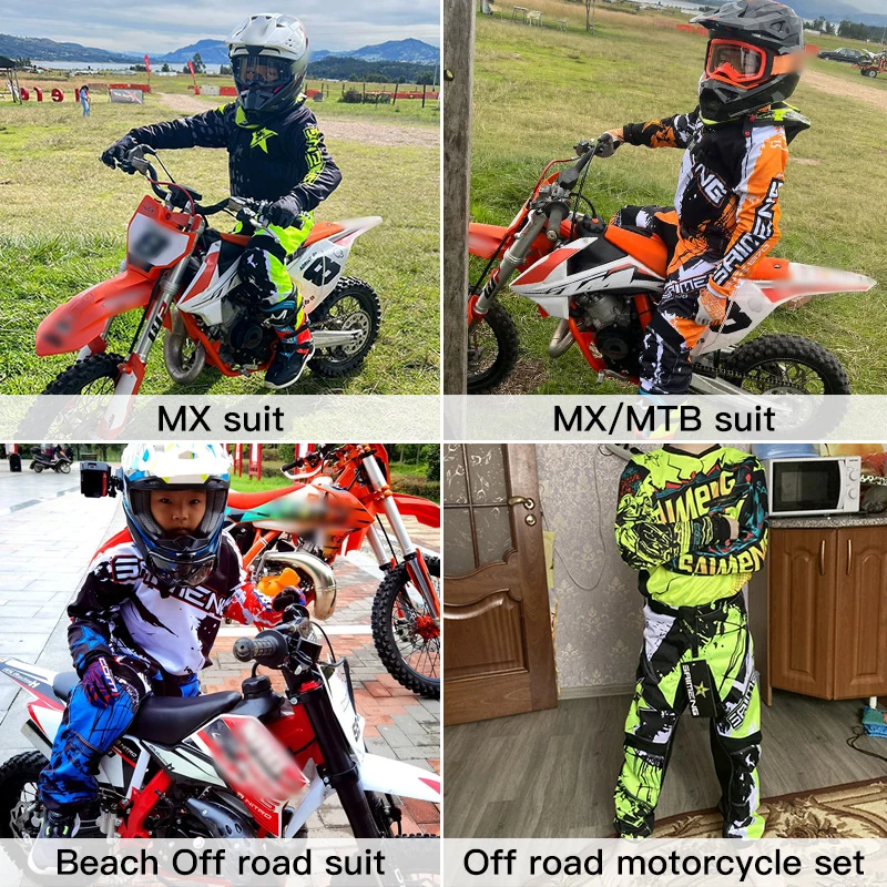 어린이 모토크로스 기어 세트 여자아이 핑크 오프로드 크로스 키트 남자아이 MX MTB 블랙 콤보 3 4 5 6 7 8 9 10세 저지 팬츠 키트