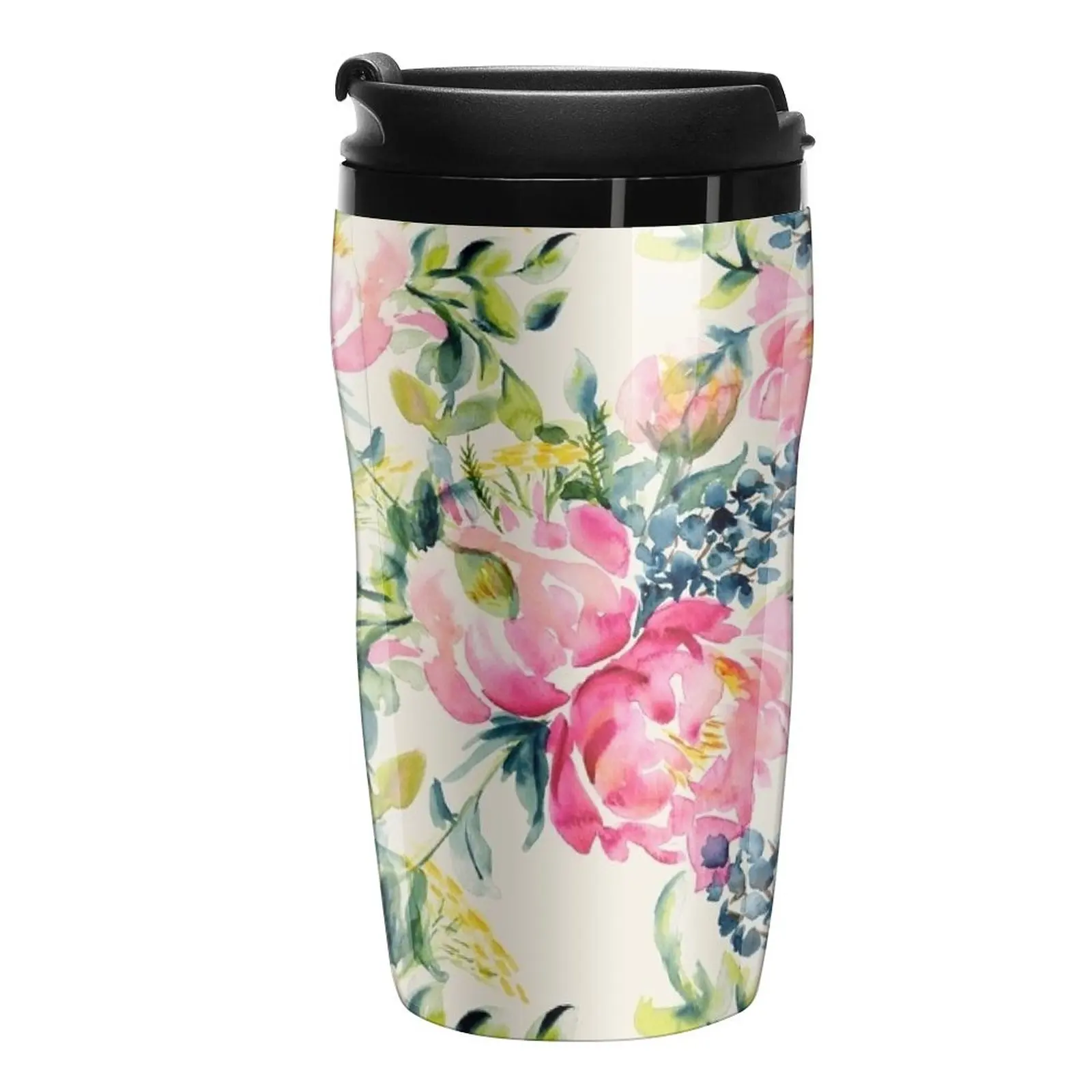 

Watercolor peonies bouquet pattern Travel Coffee Mug Teaware Cafes Thermo For Coffee