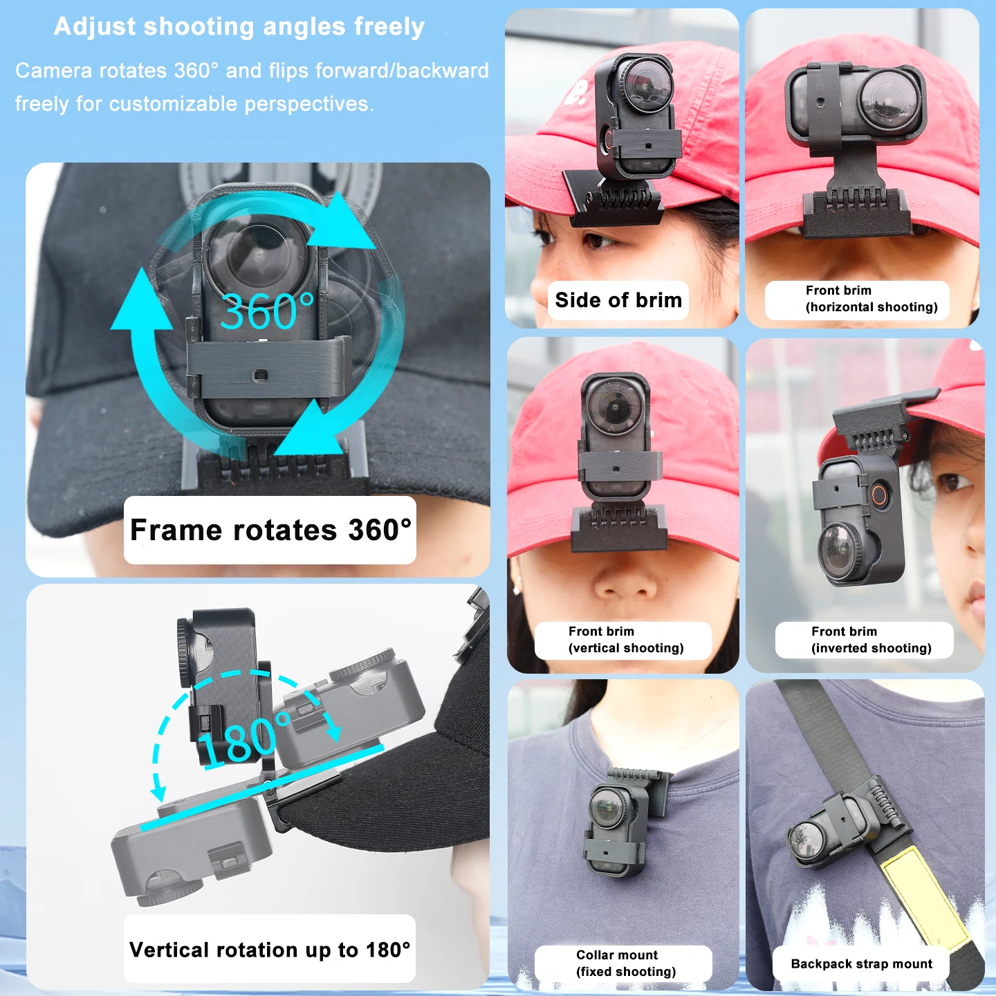 DJI 오스모 나노용 모자 클립 액션 카메라 야구 모자 챙 클립 고정 브래킷 액세서리