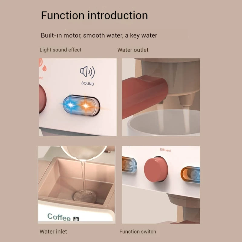Simulation Electric Coffee Machine With Lighting And Sound Children Mini Appliances Toy Kids Kitchen Toy Set Girls Role Play 3