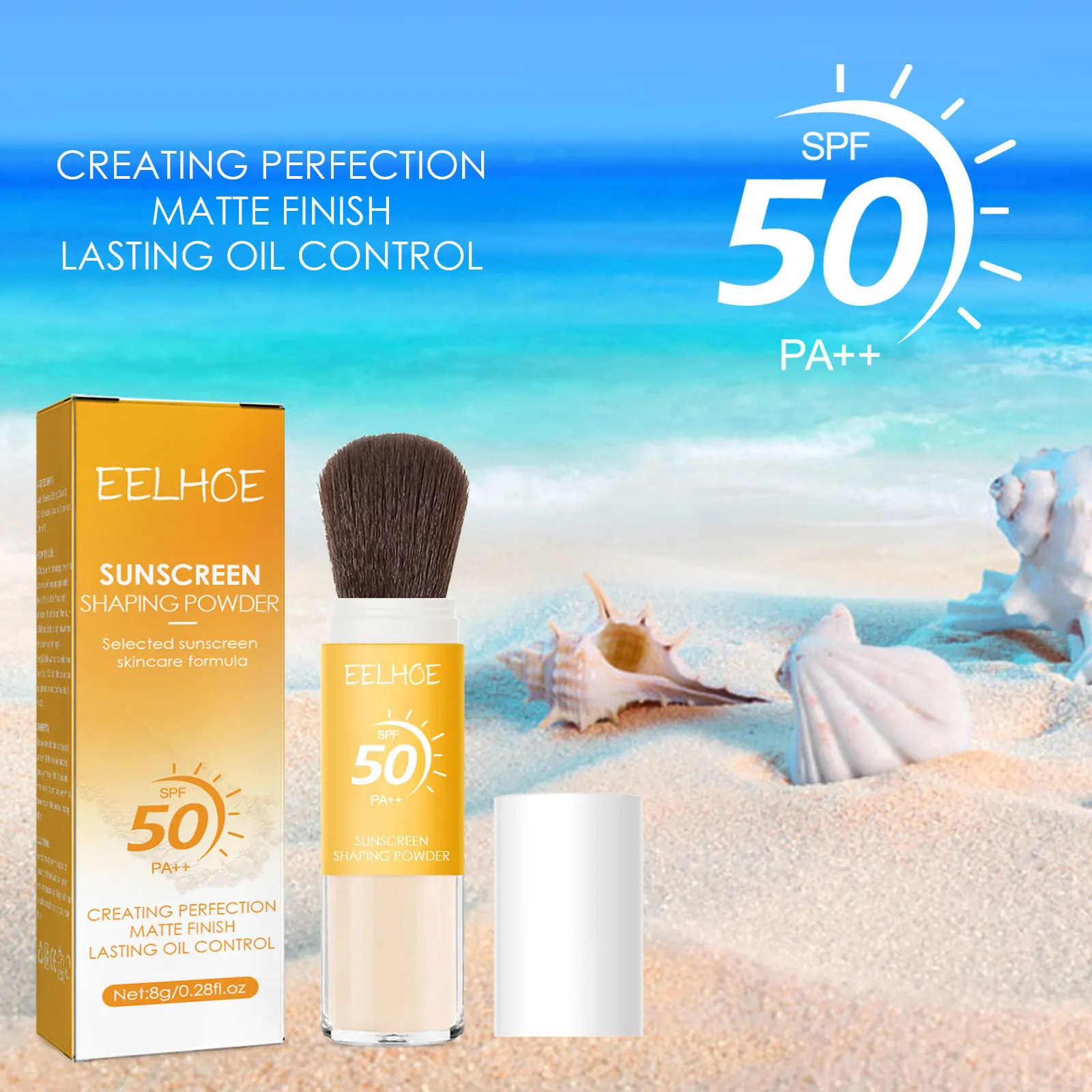 Sunscreen Loose Powder Waterproof Brighten Invisible Pores Long Lasting Oil-control SPF50 Matte Makeup Face Styling Powder 8g