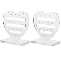 2 Pcs Heart Shaped Earring Display Stand Small Holder Acrylic Jewelry Rack Retail Stands Earrings Organizer 1