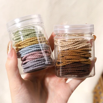 심플 헤어 밴드 여성용 고탄성 고무 밴드, 내구성 헤어 로프, 캔 머리띠, 포니테일 헤어 타이, 50 개/상자 상품 이미지