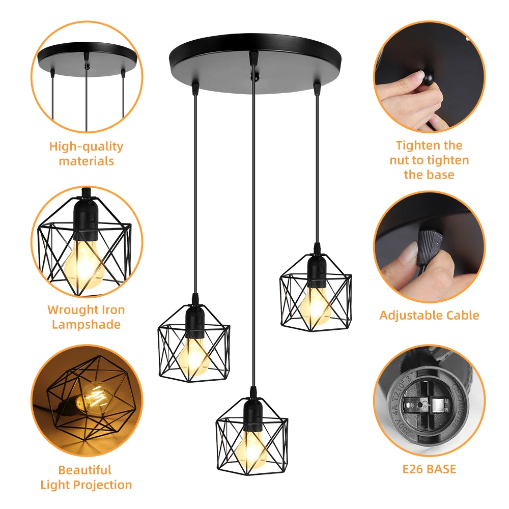 LED Pendant Light 90~260V Home Decoration Hanging Lights Fixture Kitchen Dining Table Top Ceiling Lamp Interior Chandelier LED