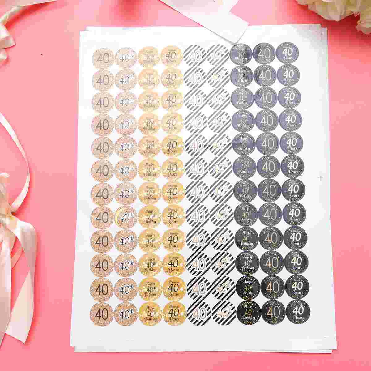 

2 Sheets Number Stickers Birthday Party Decoration 40 Years Old Stickers Party Supplies Decoration for Birthday Anniversary