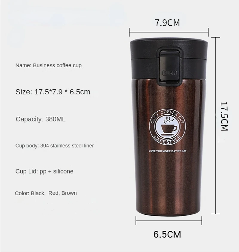 CAKA 380ML Handle Coffee Mug Stainless Steel Thermos Cups Vacuum Flask  thermo Water Bottle Adult Bussiness Men Tea Portable Ther - AliExpress