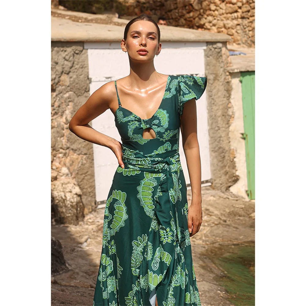 Patricia Envoltura Sintetica Gasa Vestido Con Pretina Negra Verde Oliva Tallas Grandes