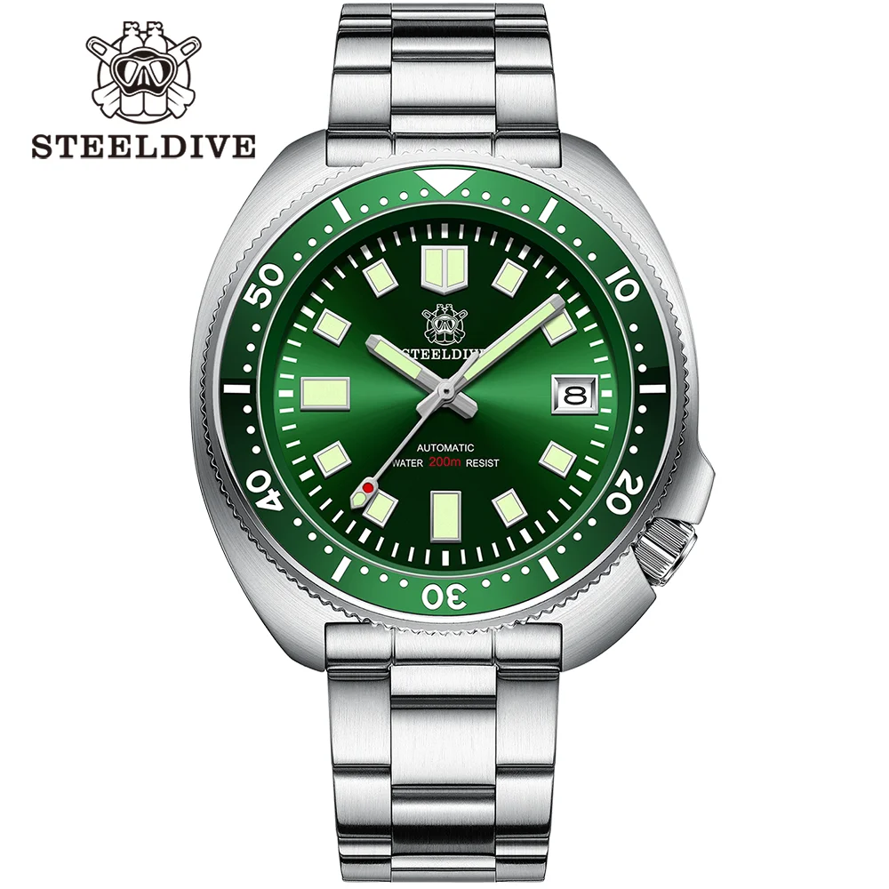 Steeldive Brand SD1970 Tuna Dive Watch 200m Waterproof Sapphire crystal NH35 Automatic Mechanical Stainless Steel Men's watch brit care cat tuna
