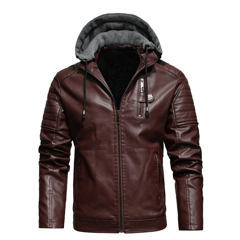 Mcikkny Men`s Winter Faux Biker Leather Jackets Fleece Lined Motorcycle Outwear Coats For Male Top Clothing Size L-5XL  (8)