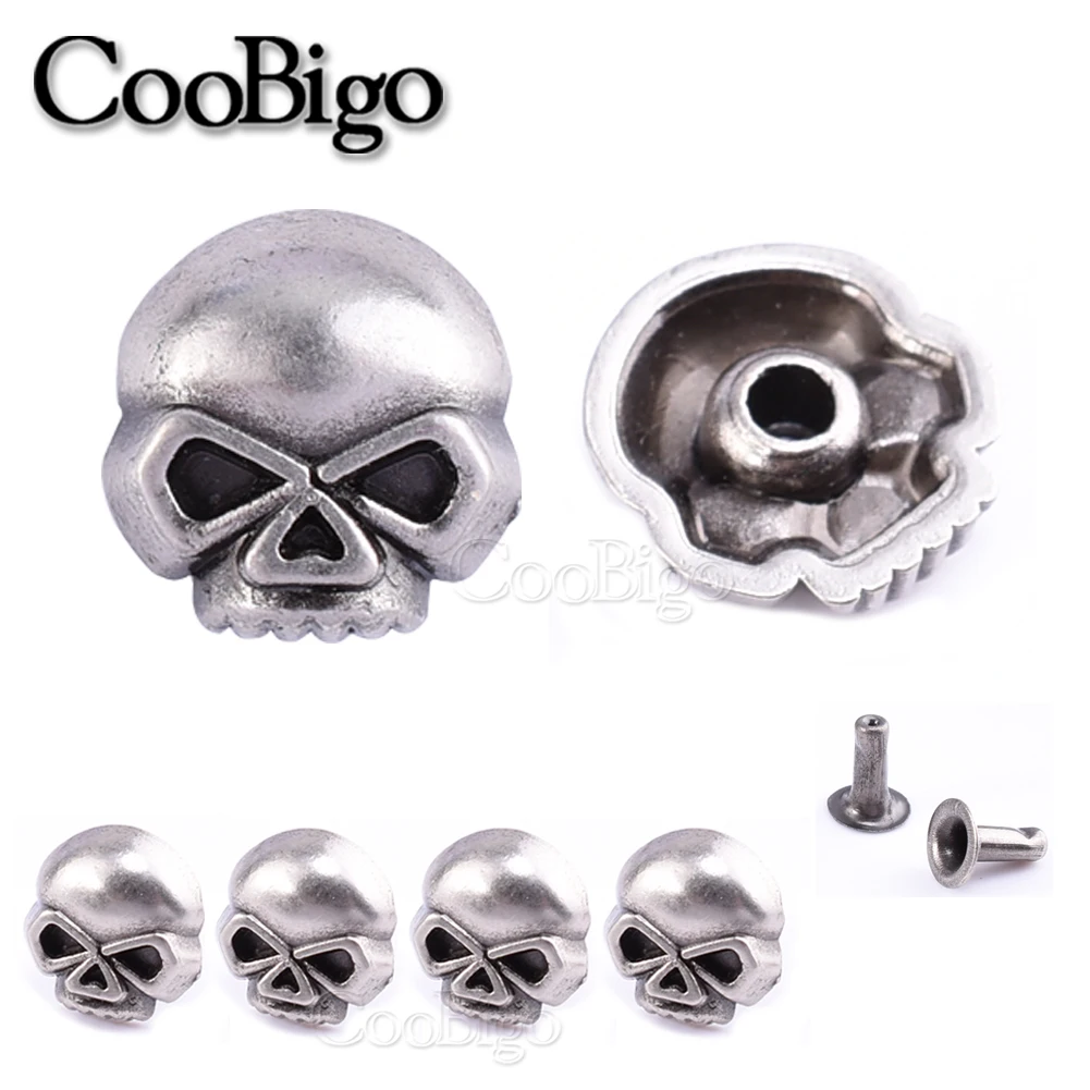 10Sets Alien Skull Studs Rivet Metal Spikes Punk Rock Rivets Leather Craft Bracelet Shoe Bag Pet Collar Garment Sewing DIY Decor