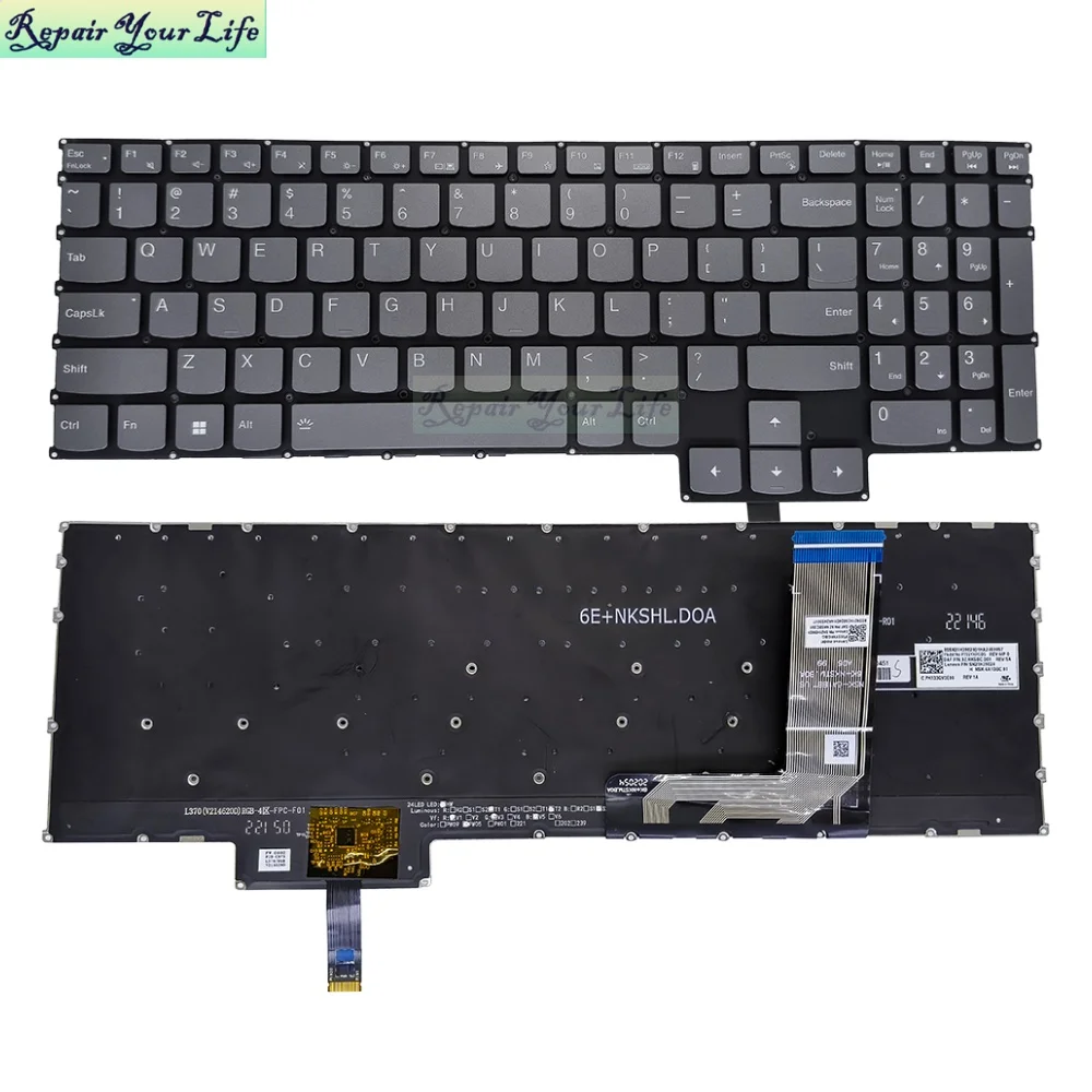Teclado Retroiluminado dos Eua para Lenovo Laptop Retroiluminação Rgb Inglesa Loq 15irh8 82xv 15aph8 16irh8 16aph8 Ph5cyxbg3t Sn21k23308