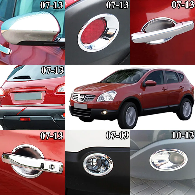 Car Fog Light Cover For Nissan Qashqai J10 2007-2013 Chrome Front Rear Fog Light Door Bowl Handle Side Mirror Cover Trim