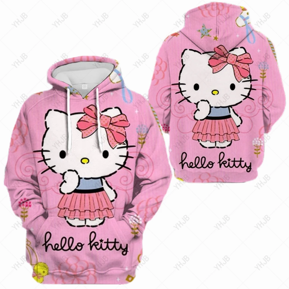 

Sudaderas 2024 Hello Kitty Print Women Cat Printed Long Sleeve Hoodie Sweatshirt Sudadera Mujer Moletom Feminino Hoodies Women