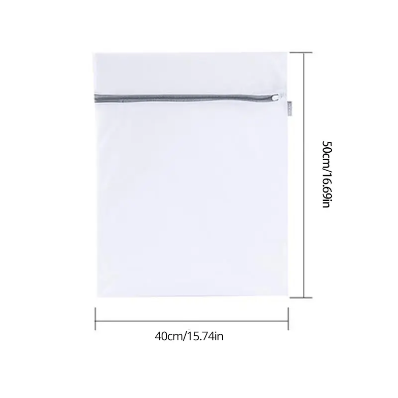 White Durable Honeycomb Mesh Laundry Bags - Set of 2, 40x50cm Reusable Wash Bags