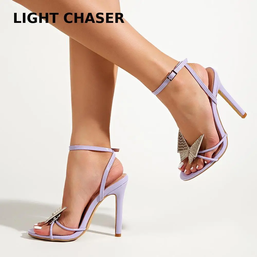 High-heeled Sandals Women's Summer All-match Temperament Rhinestone Butterfly Stiletto Sandals Women's Party Dress Women's Shoes