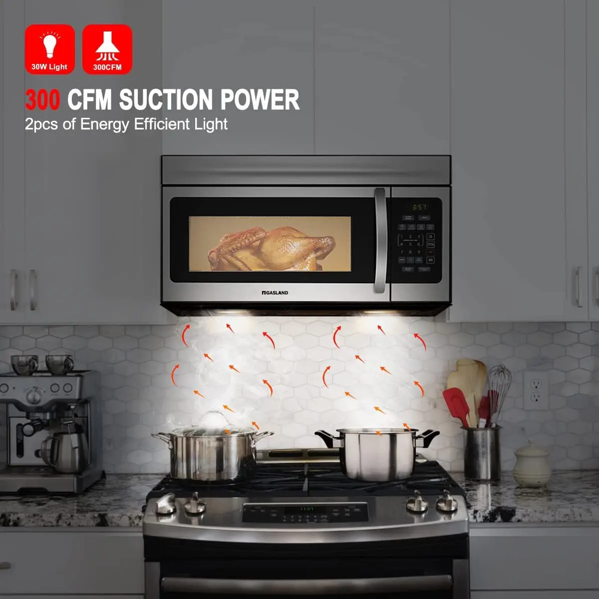 1.6 Cu.Ft. Over the Range Microwave Oven, 30 Inch 1000 W Microwave Over the Range, OTR1603S 300 CFM Over Range Microwave 4