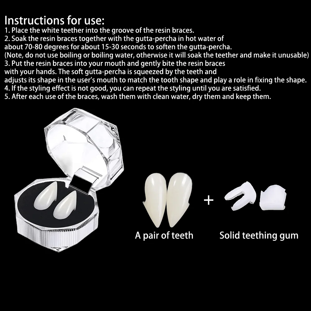 Vampire Fangs Resin Fake Teeth Cosplay Halloween Party Costume Accessories with Box