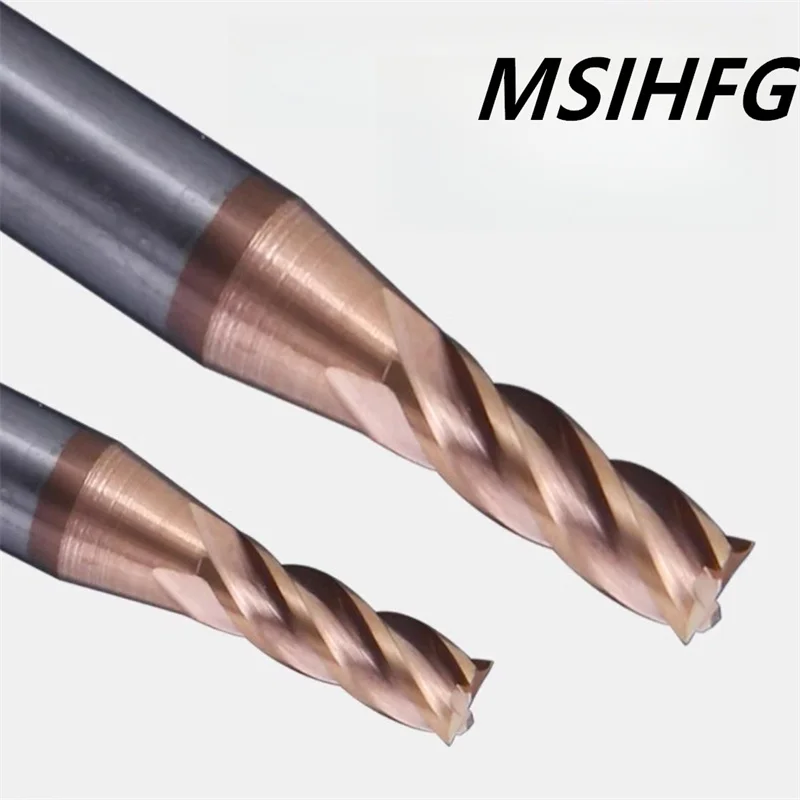 

HRC55 Extended Flat End Millling Cutter Tungsten 4 Flute Metal Steel Machining CNC Tool Key Face Square Router Bit Shank