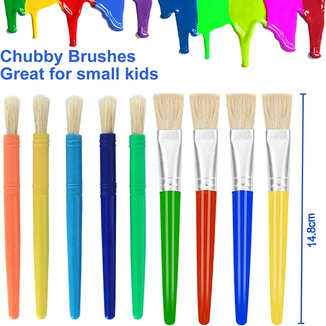 4pcs Children Tempera Hog Bristle Artist Brushes Set Round Flat