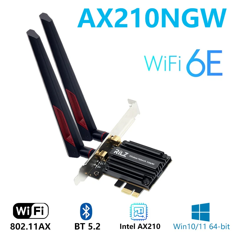 mobile lan adapter Triple Band Gigabit wireless network card AX210 AX200 8265AC cooling desktop wireless network card AX210 supports6G Bluetooth5.2 wireless card for pc Network Cards