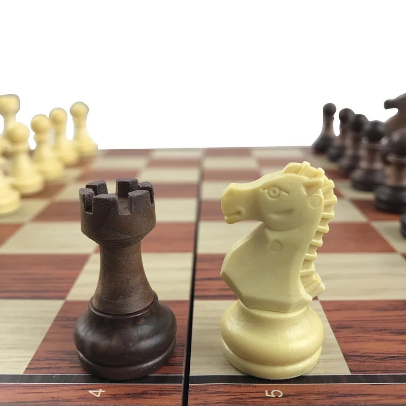 Folding Chess Board Chess 28x24.5cm/11.02x9.65inch Plastic Folding Board Wood Plastic Magnetic Set Puzzle Game Board Entertainment