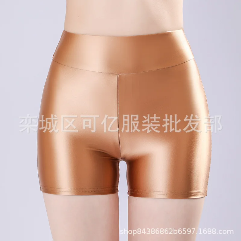 Shiny Glossy Smooth Shorts Plus Size Sexy Yoga Fitness Hot Slim Fashion Women Shorts 2025 New Fashion Sweet Oiliness ELS1