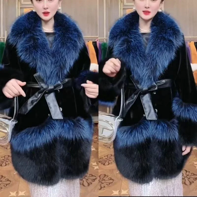 2023 Chic Autumn And Winter Goddess Warm Environmental Protection Faux Fur Coat Mink Furry Integrated High-End Jacket Outwear
