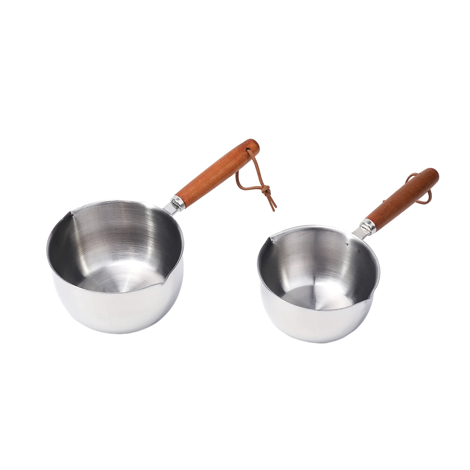 Stainless Steel Oil Pot 150/300/500ML With Wooden Handle Mini Saucepan Milk Pot Kitchen Cook