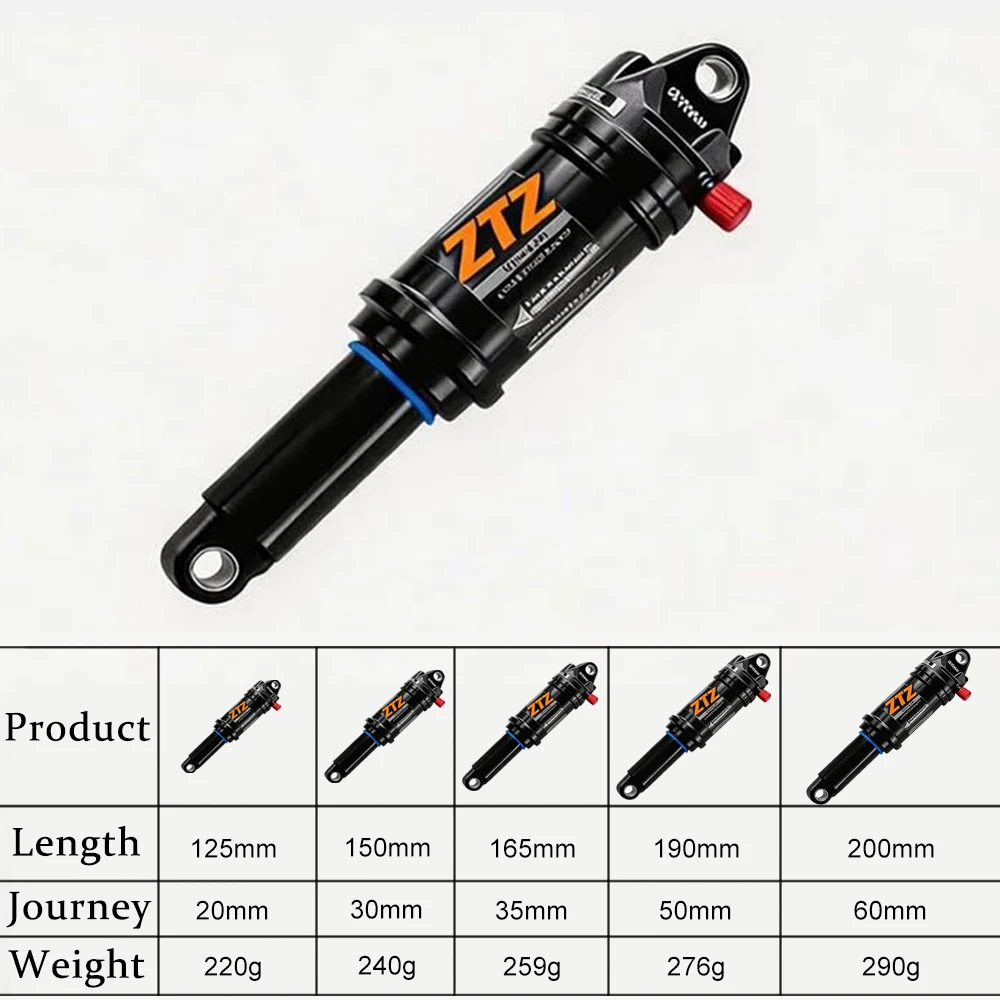 MTB 자전거 리어 쇼크 에어 압력 흡수 장치 125mm 150mm 165mm 190mm 210mm 스쿠터용 유압 서스펜션 (전기 자전거용)