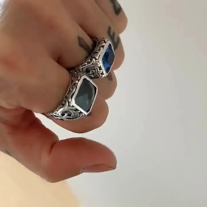 Men Silver Onyx Ring | Real Silver S925 Rings Men | Men