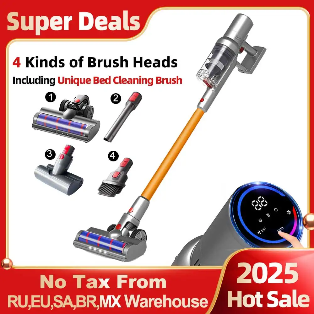 ABIR Cordless Handheld Vacuum Cleaner, 27000PA Touch Screen Smart Dust Sensor Auto Speed Control for Home Bed Carpet Cleaning