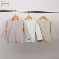 Spring Fashion Baby Boys Girls Solid Fashion Long Sleeves T-Shirt Infant Cotton Casual Tees Kid Korean Tops Clothes for 3-36M 1