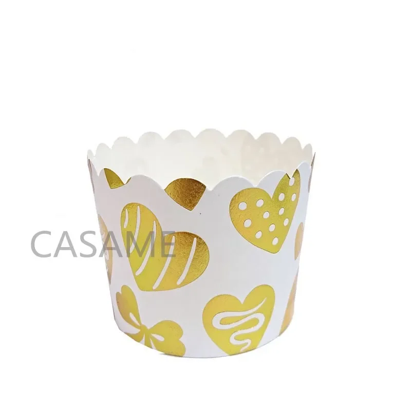 10 pz brillante grande stagnola Cupcake titolari di carta decorazioni di nozze involucri involucri scatola di torta Muffin titolari di carta cupcake oro arrotolato