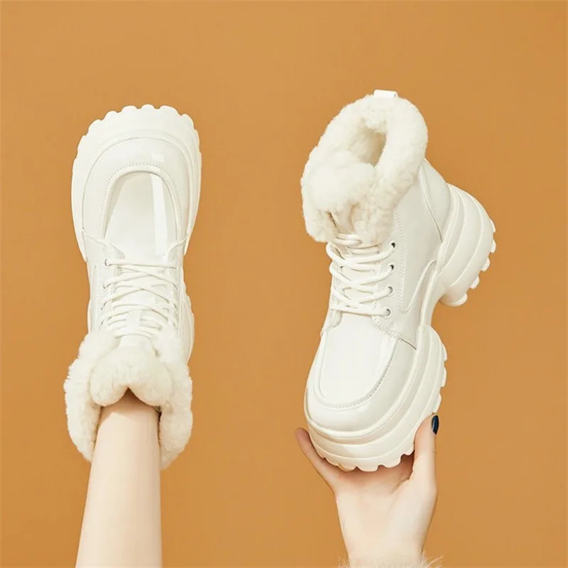 2023 Hot sales new explosive winter plus fleece thickened warm large cotton boots thick soles inside increase Martin boots women