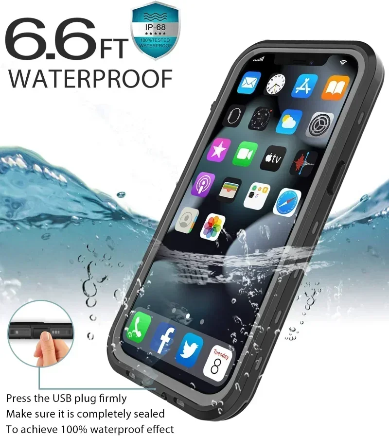 Pro Max Waterproof Shockproof Dustproof Phone Case with Screen Protector - Full Body Protective Cover