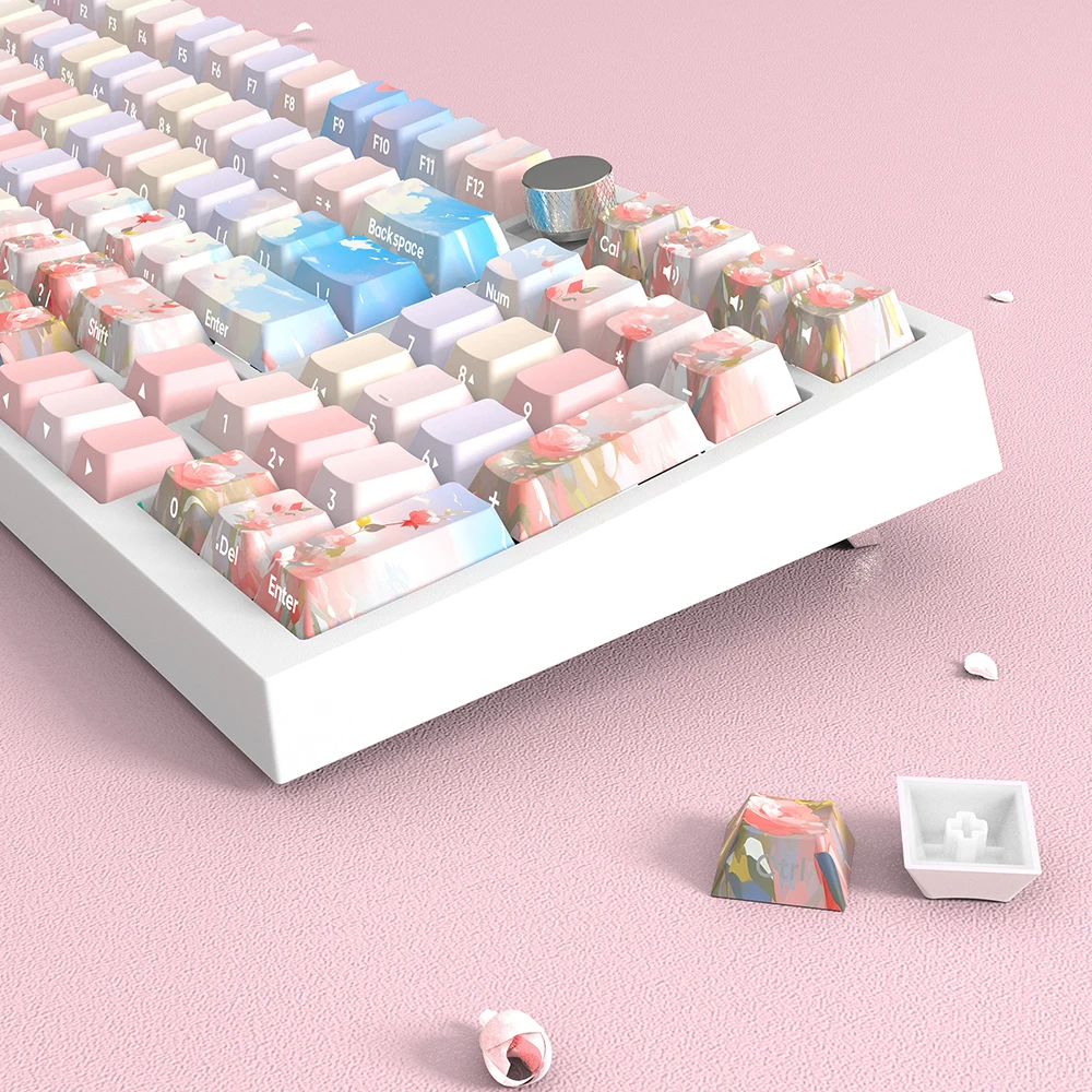 Personalizado Double Shot Pbt Keycaps Colorido Rosa Keycap Grupo Dye Sub Backlight Key Caps para mx Switch Mecânica Keycap Cap 134 Key - Imagem 5