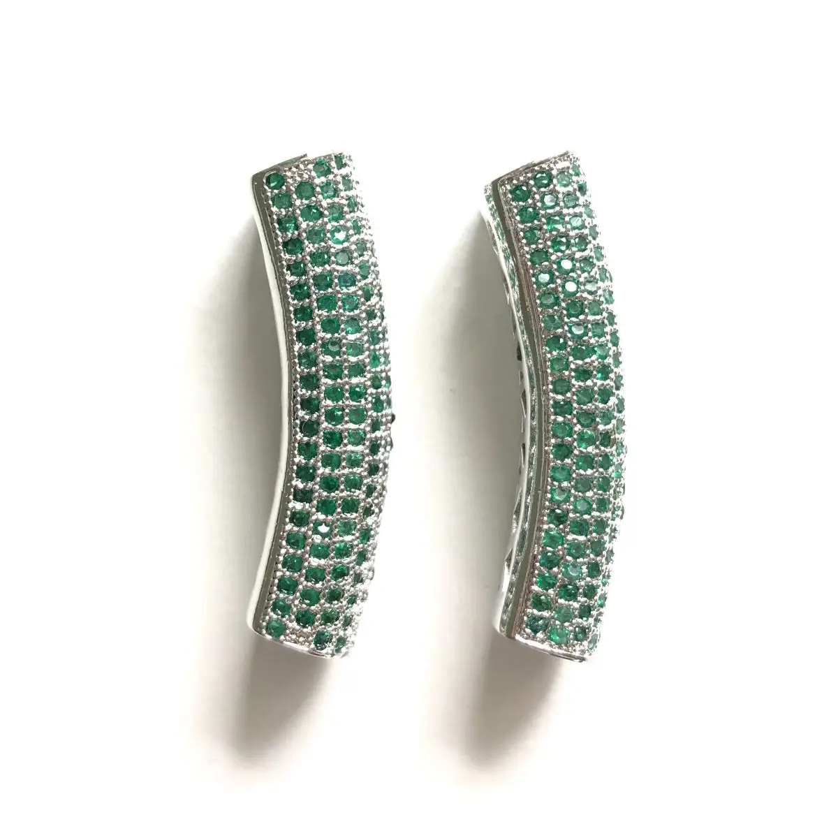 5pcs/lot Green Zirconia Paved Tube Bar Spacer Beads for Woman Bracelet Making Waist Craft DIY Centerpiece Jewelry Accessory Bulk