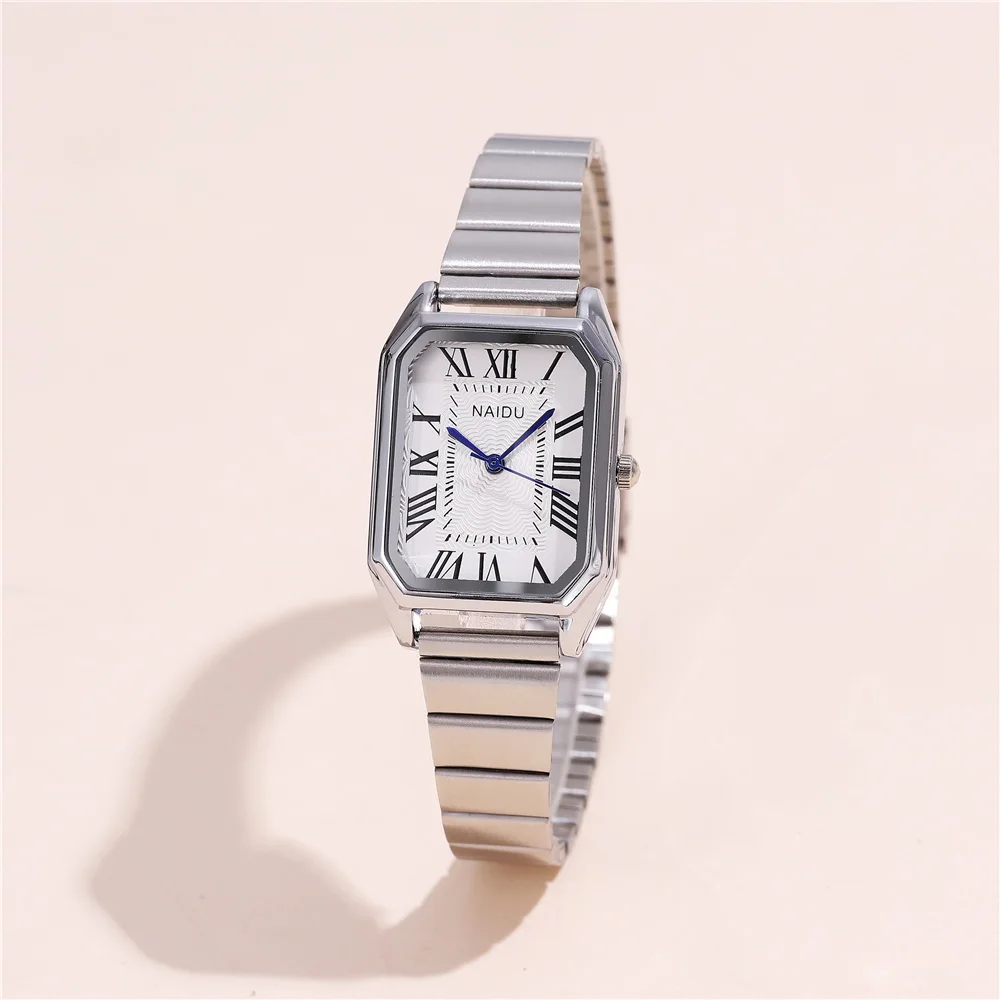 trendy elegant women steel dress watch rectangle dial quartz wristwatch 6