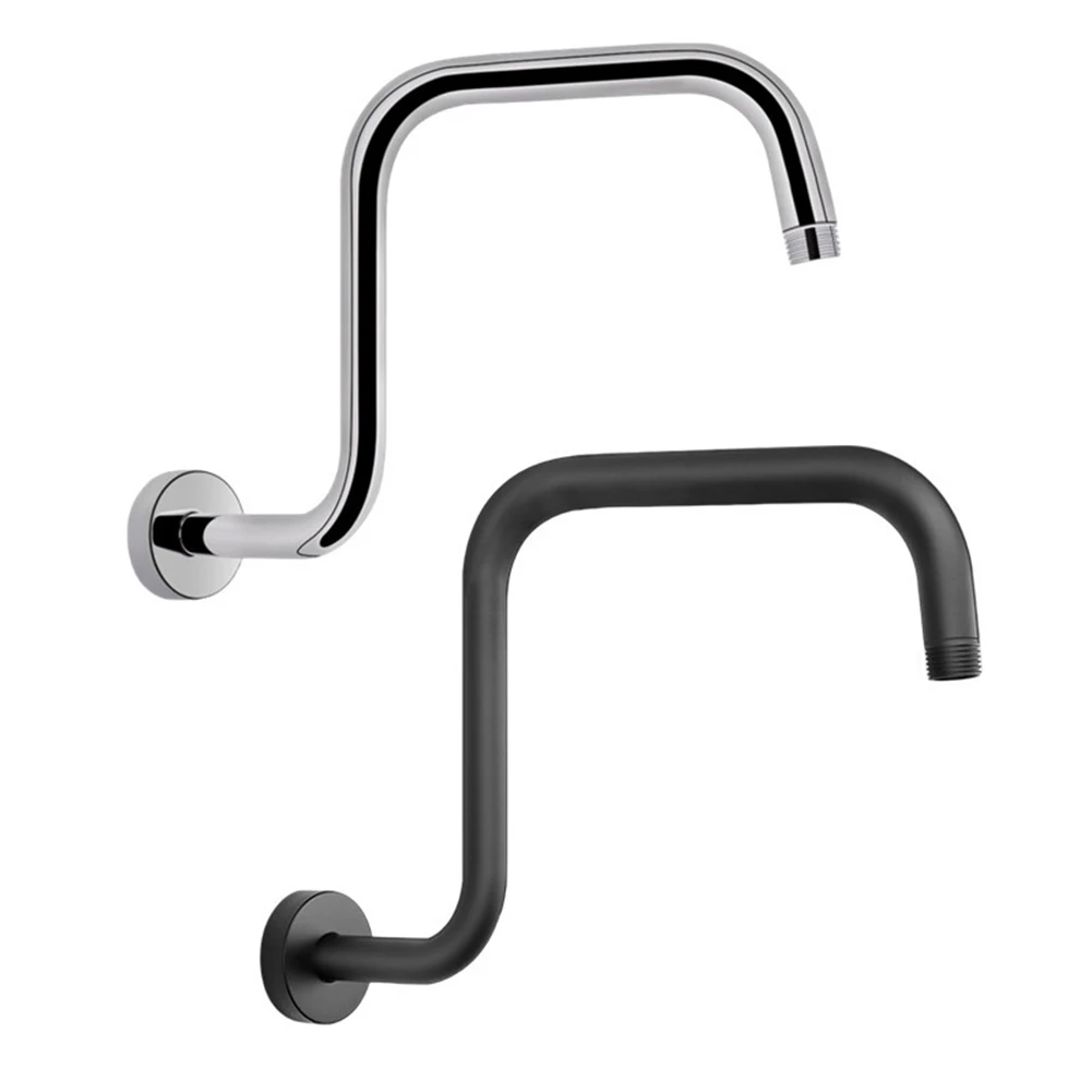 Bras de douche muraux en acier inoxydable, extension de pommeau de douche, barre de pommeau de douche HOHardware, argent et noir, 13 po