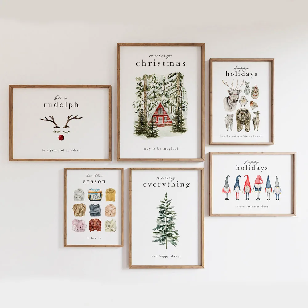 

Christmas Decor Tree Garland Wall Art Canvas Painting Nordic Posters And Prints Merry Christmas Picture Living Room Home Decor