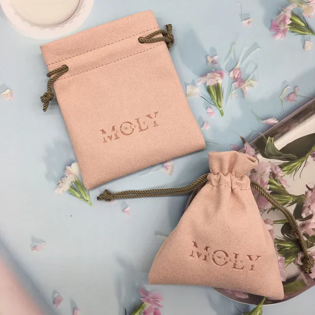 100 custom jewelry packaging bags pouches custom deboss logo print drawstring bagsfavor bags velvet bag earring package pouch