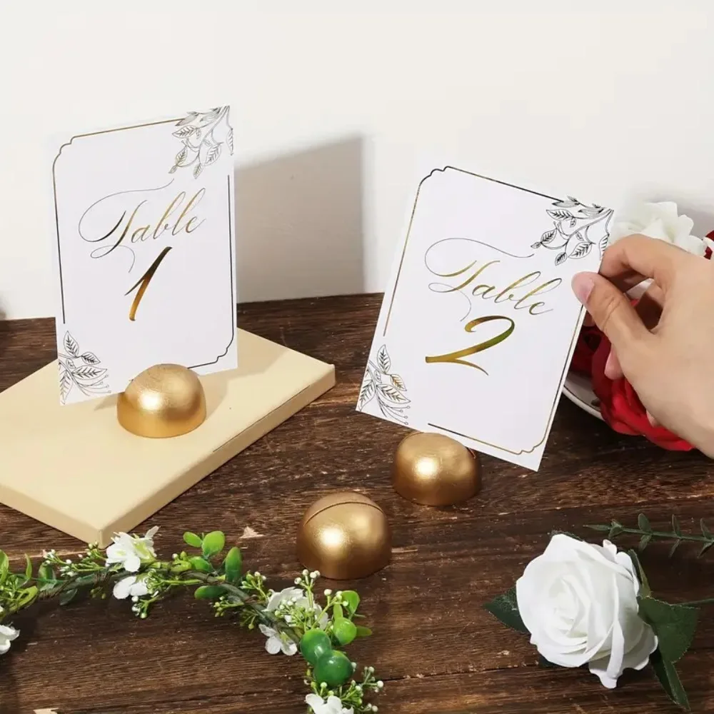 Gold Table Number Stand Wooden Durable Photo Card Postcard Display Stand Elegant Multipurpose Name Cards Holders