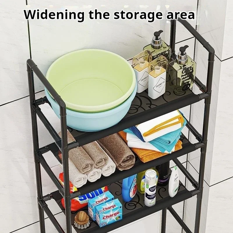 Toilet Storage Rack Bathroom Storage Shelf Floor-standing Non-porous Washing Machine Rack Multi-layer Kitchen Shelf Save Space bathroom shelf,bathroom shelf rack,bathroom storage rack,wall shelf organizer